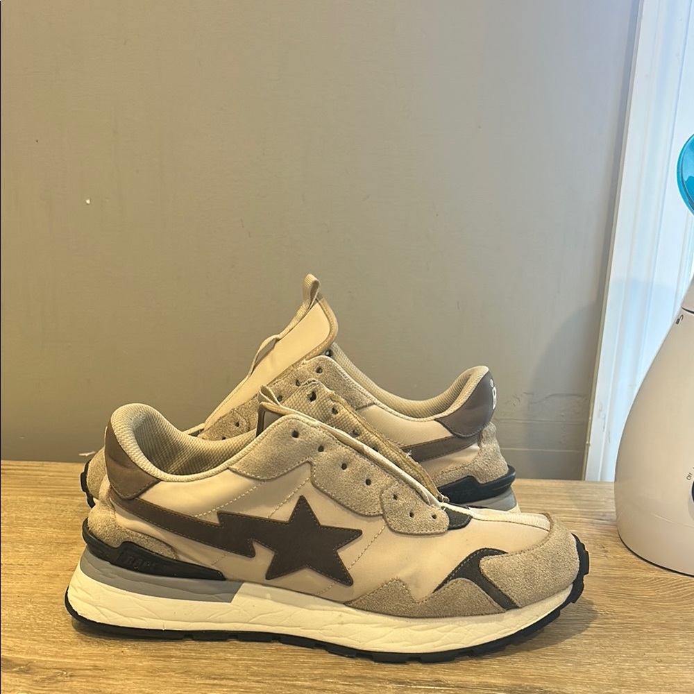 Beige and Brown Star Sneakers